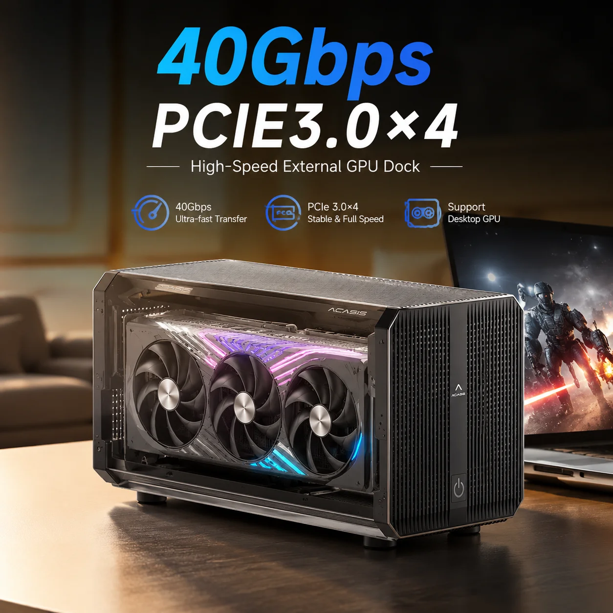 Thunderbolt 4 External Gpu Enclosure - Acasis 40Gbps eGPU 케이스, 24핀 전원